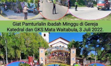 Berikan-Kenyamanan-Bagi-Umat-Nasrani-Untuk-Beribadah,-Personil-Sat-Lantas-Polres-SBD-Laksanakan-Pengamanan-dan-Pengaturan-Pada-Setiap-Minggu