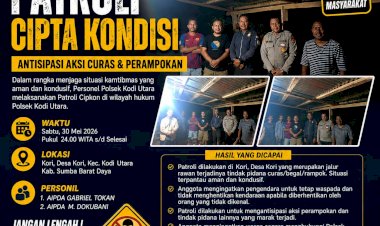 PATROLI-CIPTA-KONDISI,-POLSEK-KODI-UTARA-ANTISIPASI-AKSI-CURAS-DAN-PERAMPOKAN