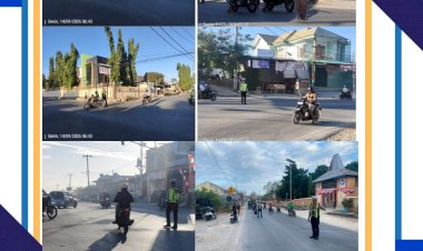 Satlantas-Polres-Sumba-Barat-Daya-Gelar-Strong-Point-Pagi,-Pastikan-Kelancaran-Arus-Lalu-Lintas