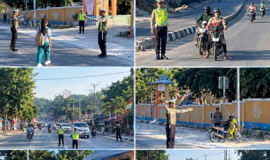 Satlantas-Polres-Sumba-Barat-Daya-Gelar-Strong-Point-Pagi,-Pastikan-Arus-Lalu-Lintas-Lancar-dan-Aman