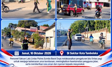 Satlantas-Polres-Sumba-Barat-Daya-Laksanakan-Pengaturan-Lalu-Lintas-Pagi,-Wujudkan-Kamseltibcarlantas-yang-Kondusif