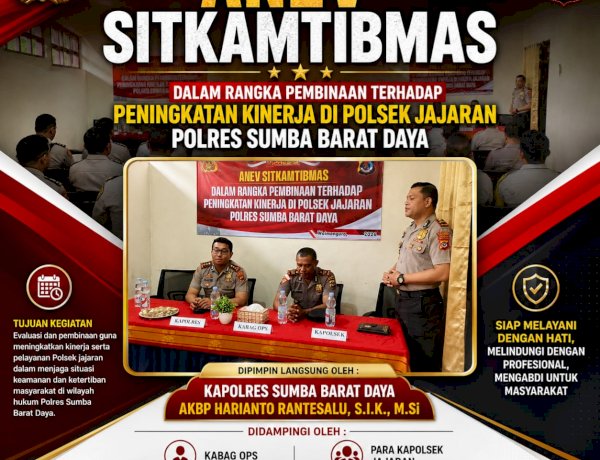 KAPOLRES SUMBA BARAT DAYA PIMPIN LANGSUNG ANEV SITKAMTIBMAS DALAM RANGKA PENINGKATAN KINERJA POLSEK JAJARAN