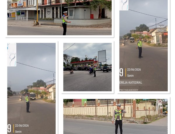 Satlantas Polres Sumba Barat Daya Laksanakan Strong Point Pagi untuk Wujudkan Kamseltibcar Lantas di Kota Tambolaka