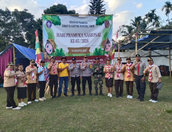 Kapolsek Wewewa Timur Monitor Pembukaan Perkemahan Pramuka Ranting Wewewa Timur
