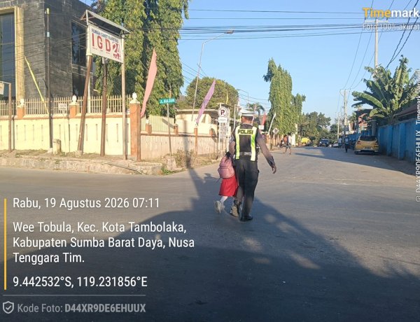 Satlantas Polres Sumba Barat Daya Gelar Strong Point Pagi, Pastikan Arus Lalu Lintas Lancar