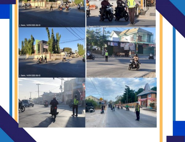 Satlantas Polres Sumba Barat Daya Gelar Strong Point Pagi, Pastikan Kelancaran Arus Lalu Lintas