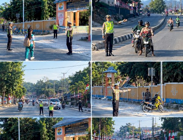Satlantas Polres Sumba Barat Daya Gelar Strong Point Pagi, Pastikan Arus Lalu Lintas Lancar dan Aman