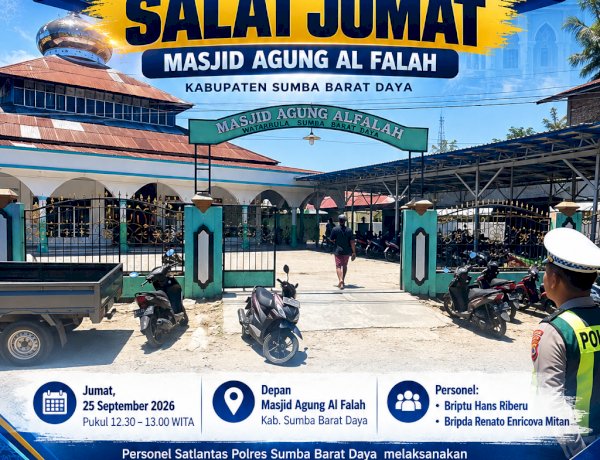 Satlantas Polres Sumba Barat Daya Amankan dan Atur Arus Lalu Lintas Saat Salat Jumat di Masjid Agung Al Falah