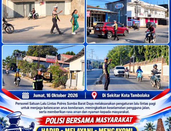 Satlantas Polres Sumba Barat Daya Laksanakan Pengaturan Lalu Lintas Pagi, Wujudkan Kamseltibcarlantas yang Kondusif
