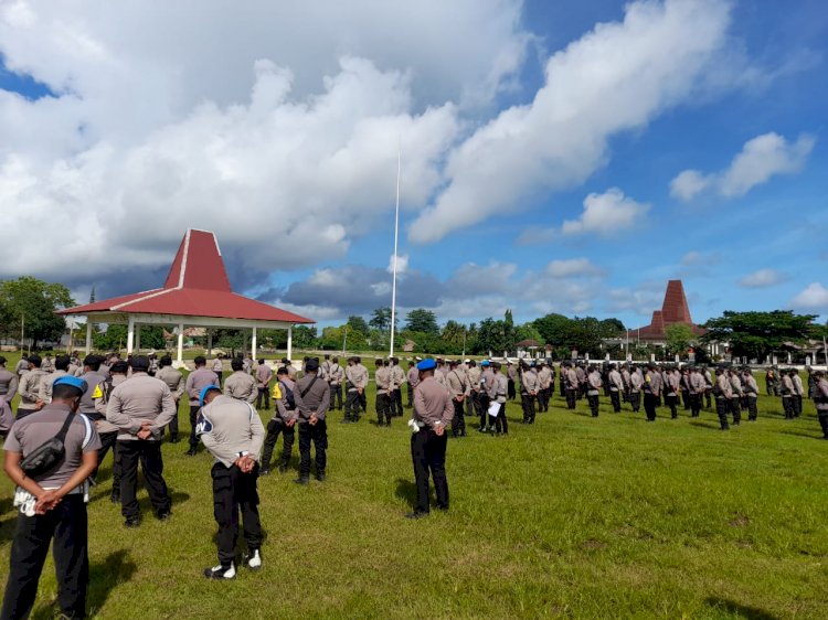 Gabungan  Personel TNI-Polri Laksanakan Apel Gelar Pasukan Dalam Rangka Pengamanan VVIP Kunjungan Kerja Presiden RI ke Kab. Sumba Tengah
