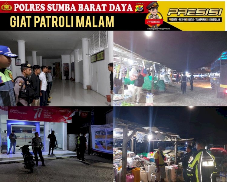 Antisipasi Kerawanan Di Malam Hari, Gabungan Personel Polres SBD Rutin Laksanakan Patroli Malam