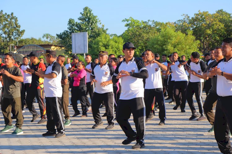 Sinergitas TNI-POLRI Jelang HUT Bhayangkara Ke-78 Dengan Olahraga Bersama