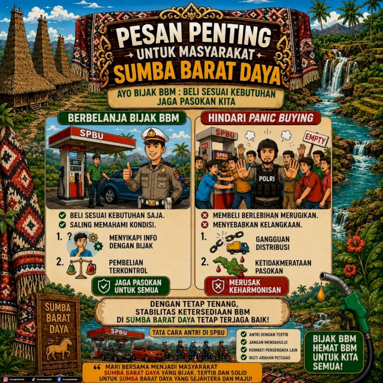 POLRES SUMBA BARAT DAYA AJAK MASYARAKAT BIJAK GUNAKAN BBM DAN HINDARI PANIC BUYING
