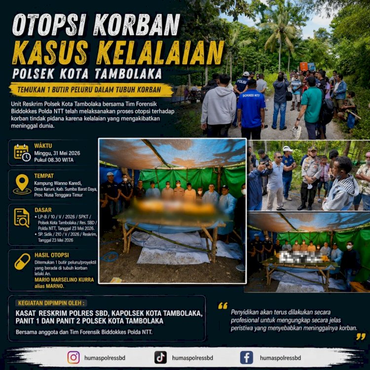 POLSEK KOTA TAMBOLAKA LAKUKAN OT0PSI KORBAN KASUS KELALAIAN YANG MENGAKIBATKAN KEMATIAN