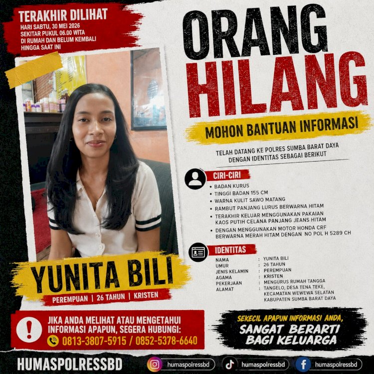 POLRES SUMBA BARAT DAYA MOHON BANTUAN MASYARAKAT MENCARI ORANG HILANG