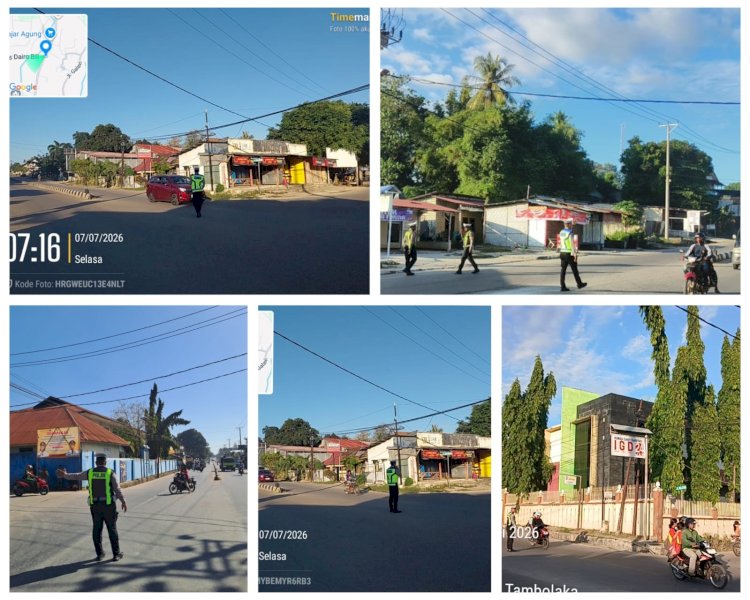 Satlantas Polres Sumba Barat Daya Gelar Strong Point Pagi, Wujudkan Kamseltibcar Lantas di Kota Tambolaka