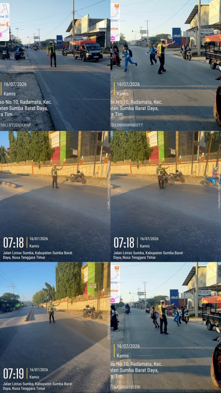 Satlantas Polres Sumba Barat Daya Gelar Strong Point Pagi, Wujudkan Kelancaran Arus Lalu Lintas di Kota Tambolaka