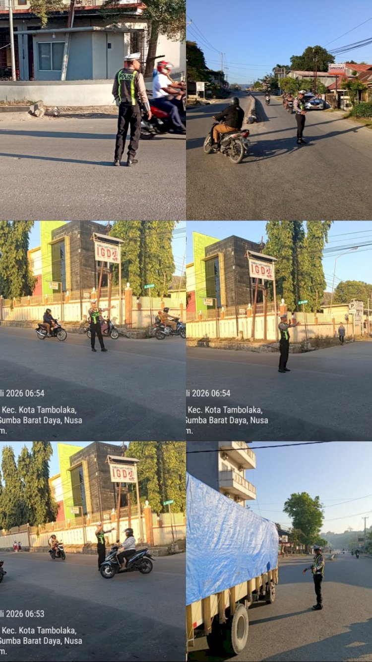 Satlantas Polres Sumba Barat Daya Laksanakan Strong Point Pagi, Berikan Pelayanan dan Edukasi Tertib Berlalu Lintas