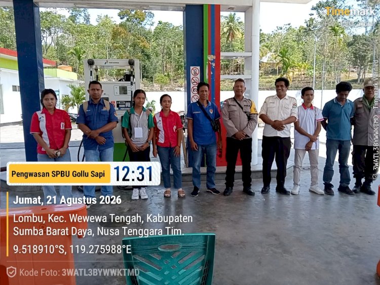 Polsek Wewewa Timur Bersama Tim Terpadu Awasi Penyaluran BBM Bersubsidi di SPBU Gollu Sapi