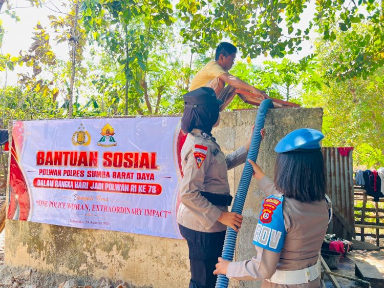 Semarak HUT Polwan ke-78, Polwan Hadir Berbagi Air Bersih untuk Masyarakat Sumba Barat Daya