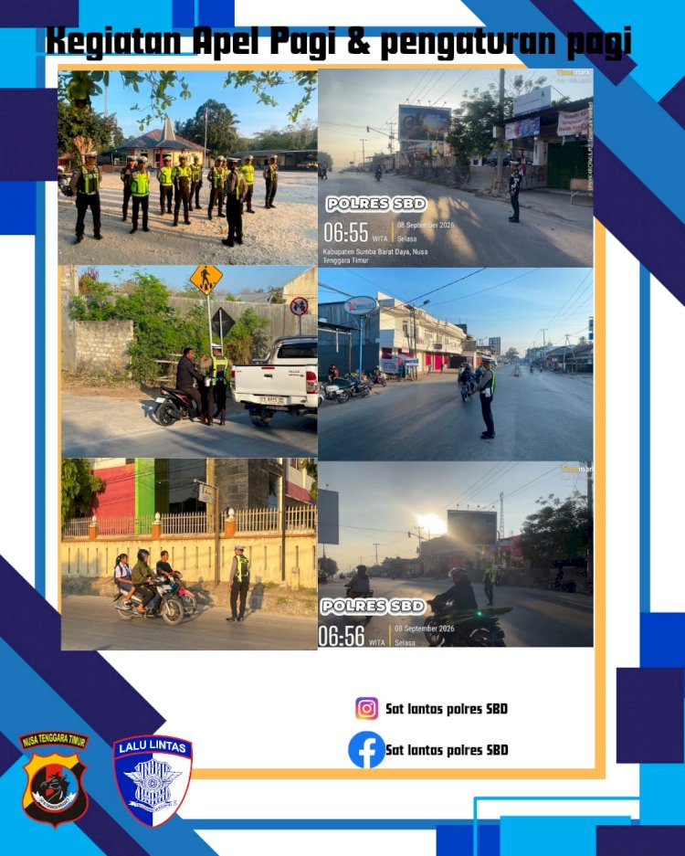 Satlantas Polres SBD Gelar Strong Point Pagi, Wujudkan Kamseltibcarlantas di Kota Tambolaka