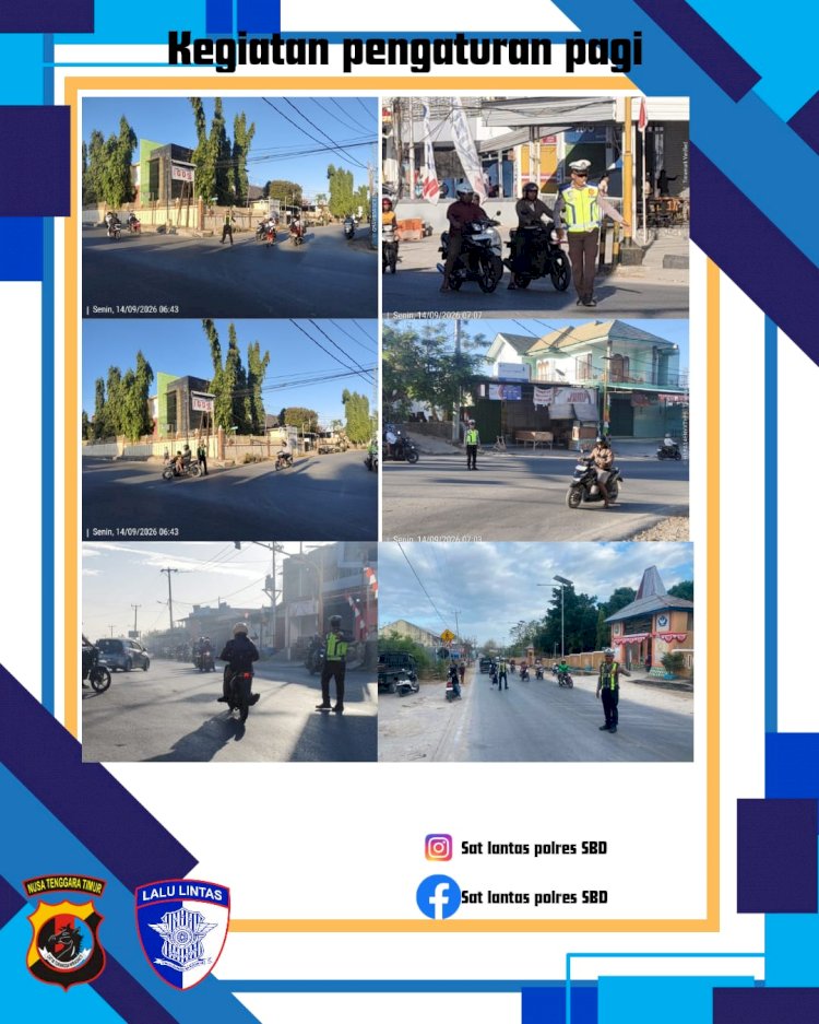 Satlantas Polres Sumba Barat Daya Gelar Strong Point Pagi, Pastikan Kelancaran Arus Lalu Lintas