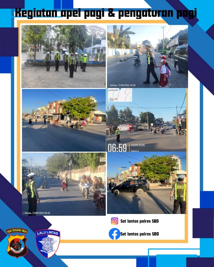 Satlantas Polres Sumba Barat Daya Gelar Apel Pagi dan Strong Point, Pastikan Kelancaran Arus Lalu Lintas