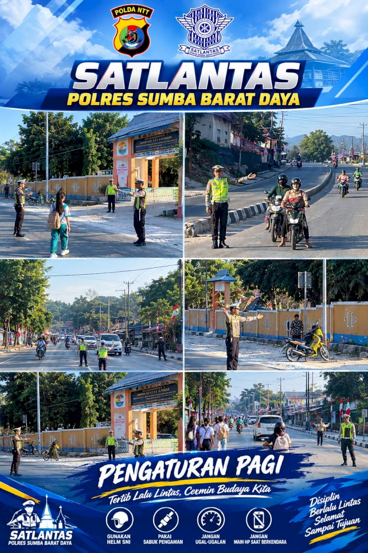 Satlantas Polres Sumba Barat Daya Gelar Strong Point Pagi, Pastikan Arus Lalu Lintas Lancar dan Aman