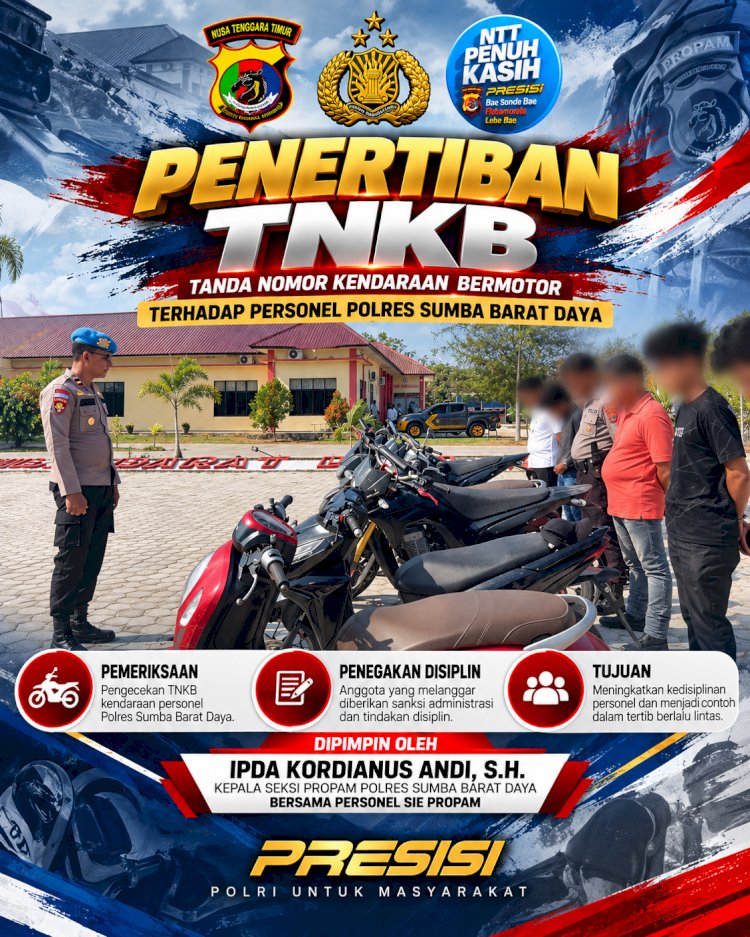 Sie Propam Polres Sumba Barat Daya Tertibkan TNKB Kendaraan Personel
