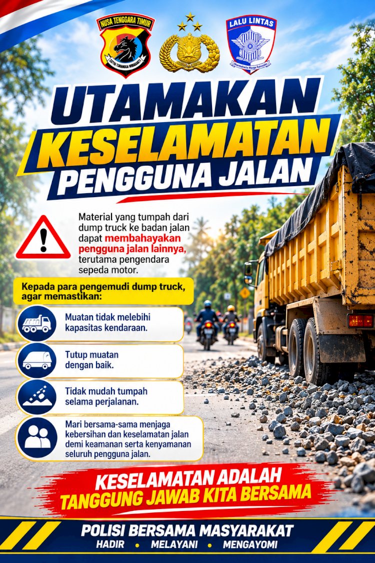 Utamakan Keselamatan Pengguna Jalan, Satlantas Imbau Pengemudi Dump Truck Pastikan Muatan Aman