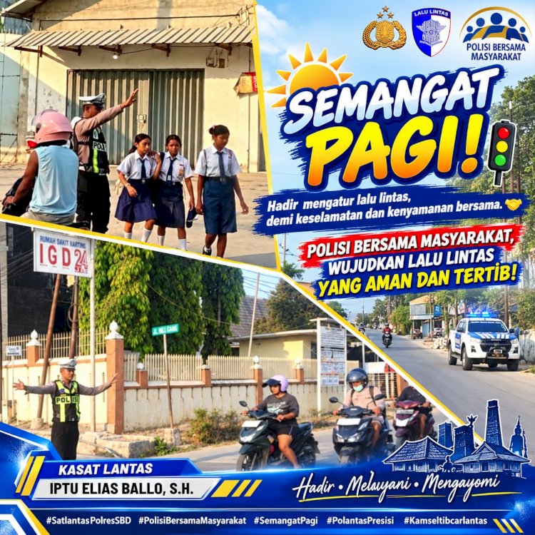 SATLANTAS POLRES SUMBA BARAT DAYA GELAR STRONG POINT PAGI, PASTIKAN KELANCARAN ARUS LALU LINTAS DI TAMBOLAKA