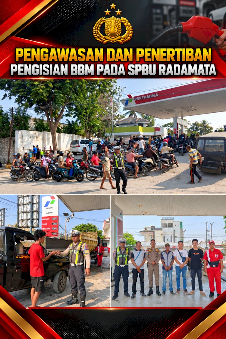 POLRES SUMBA BARAT DAYA BERSAMA TIM GABUNGAN LAKSANAKAN PENGAWASAN DAN PENERTIBAN PENGISIAN BBM DI SPBU RADAMATA