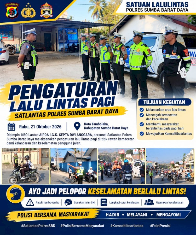 SATLANTAS POLRES SUMBA BARAT DAYA GELAR STRONG POINT PAGI, WUJUDKAN KELANCARAN LALU LINTAS DI TAMBOLAKA