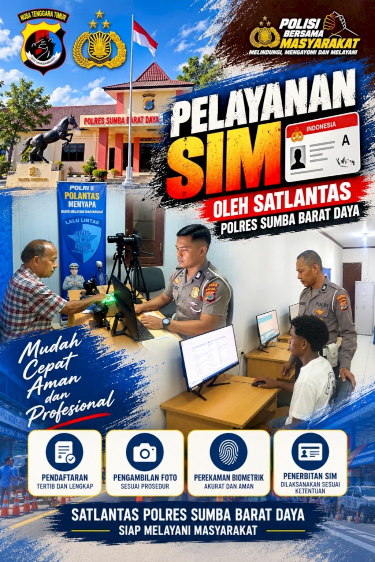 SATLANTAS POLRES SUMBA BARAT DAYA HADIRKAN PELAYANAN SIM YANG MUDAH, CEPAT, AMAN, DAN PROFESIONAL
